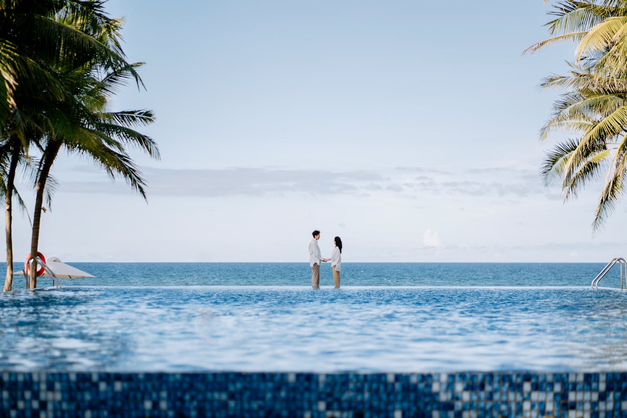 RESORTS IN KERALA, couple near infinity edge pool